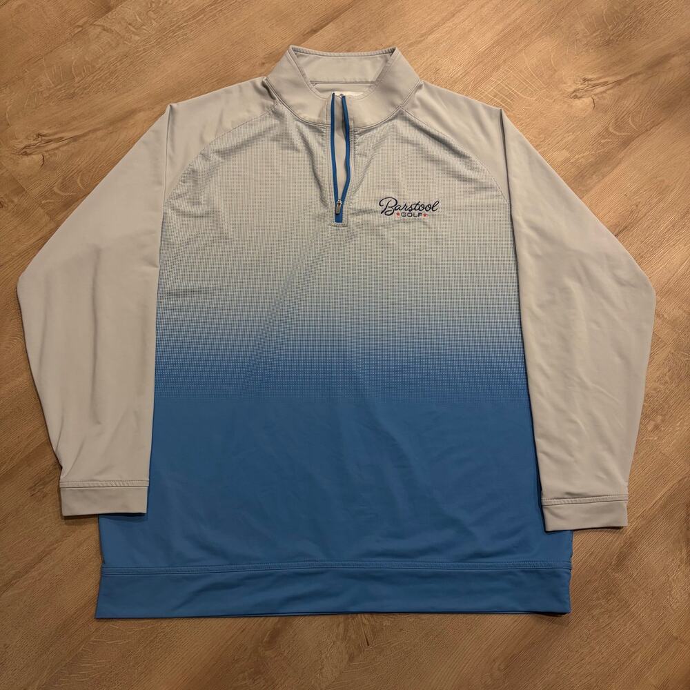 Peter Millar Barstool Golf Sports Dip-Dye 1/4 Quarter Zip Pullover Men's XL Blue